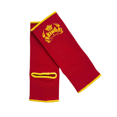 Top King red ankle guards with yellow logo