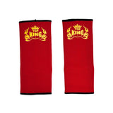 Muay Thai Ankle guards in Red with 'Top King' logo in yellow.