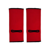 Muay Thai Ankle guards in Red with 'Top King' logo in yellow. Rear view