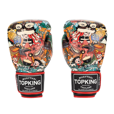 Top King Chinese Culture Red Boxing Gloves- Muay Thai Gloves