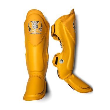 Top King Shin Guards in Yellow. Shin Guards used for Muay Thai, MMA and Kickboxing.