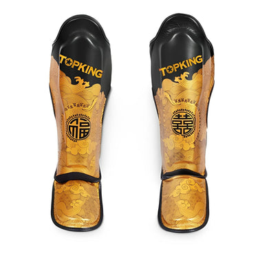 Muay Thai Top King Shin Guards: Chinese heritage black and gold by Top King Boxing
