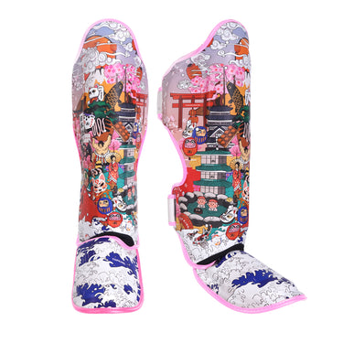 Muay Thai Top King Pink Shin Guards; Japan culture design in pink by Top King USA