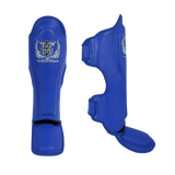 Top King Shin Guards in Blue. Muay Thai shin guards also used for MMA and Kickboxing.