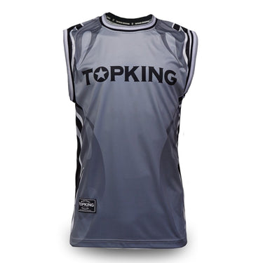 Top King Gray sleeveless sports jersey with 'Top King' branding on the front