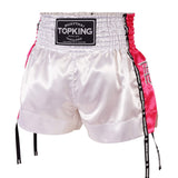 Top King White and Pink Muay Thai shorts