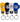 top king keyrings in four colors yellow, black, white, blue