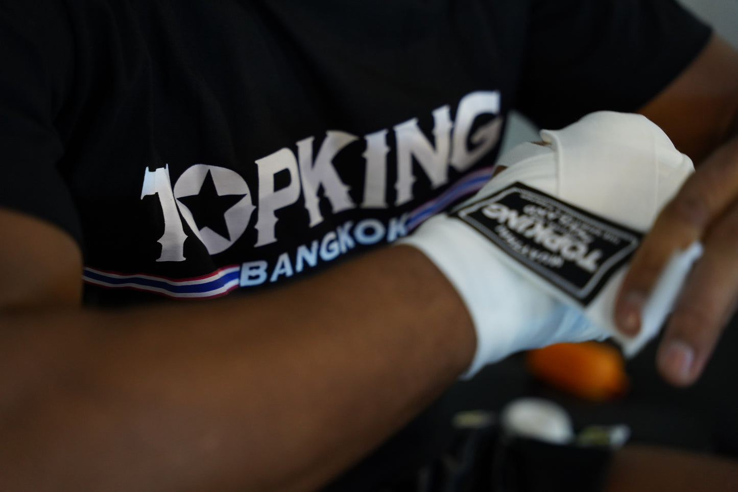 Fighter white hand wraps