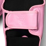 Top King Shin Guards in Pink from Blend collection. Muay Thai Shin Guards also used for MMA and Kickboxing. View of back of Shin Guard