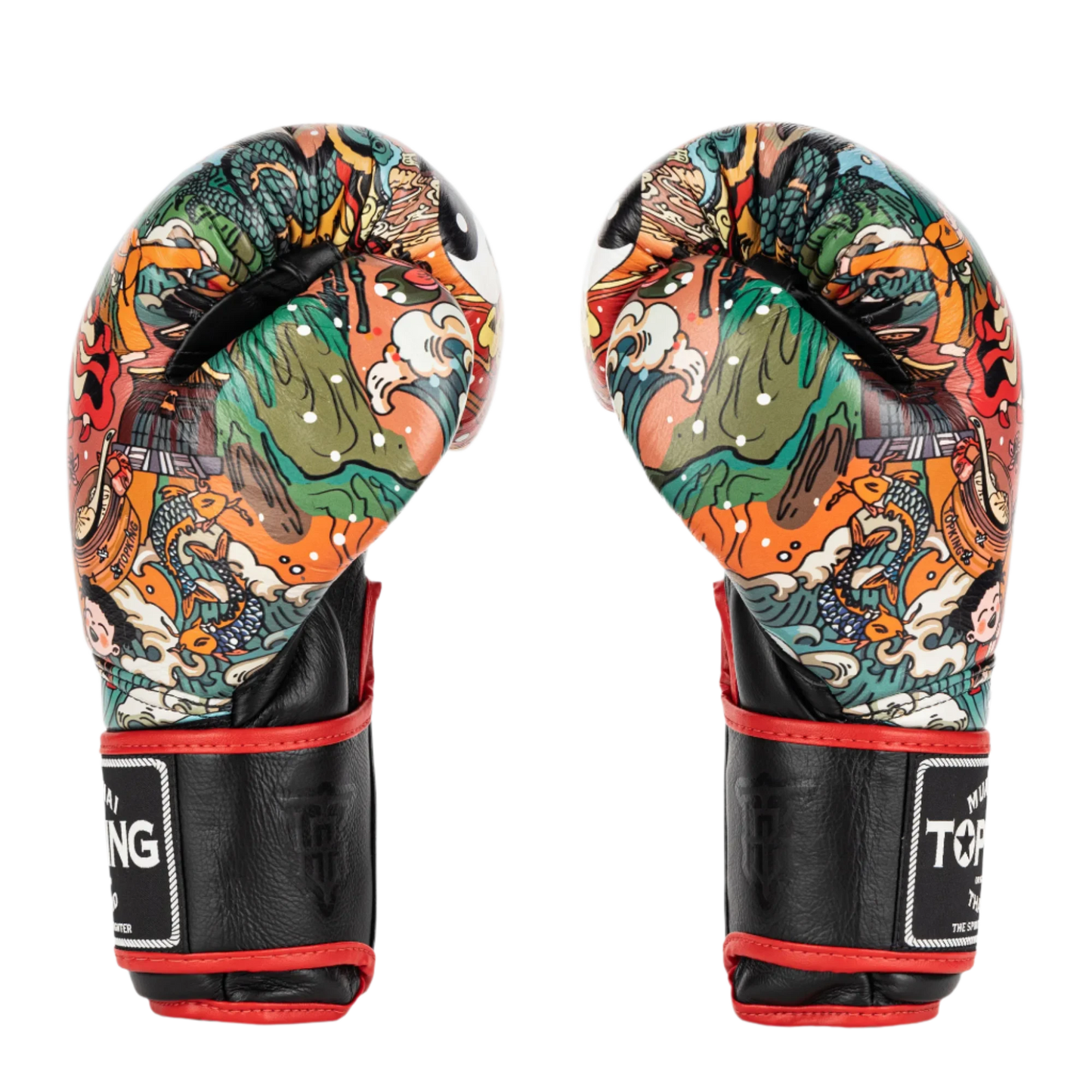 Top King Chinese Culture Red Boxing Gloves- Muay Thai Gloves 