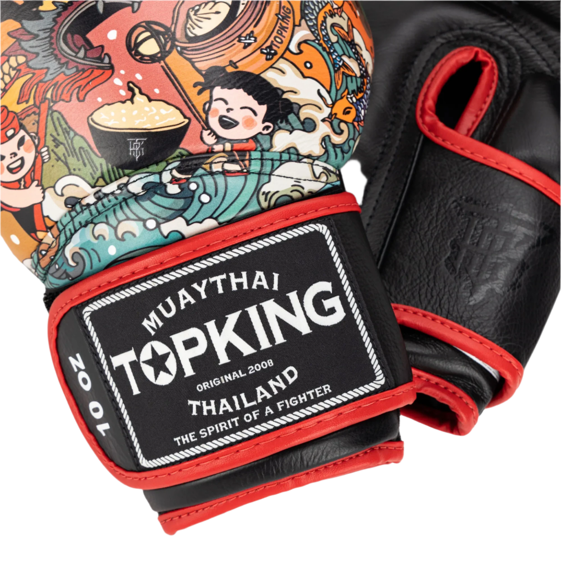 Top King Chinese Culture Red Boxing Gloves- Muay Thai Gloves 