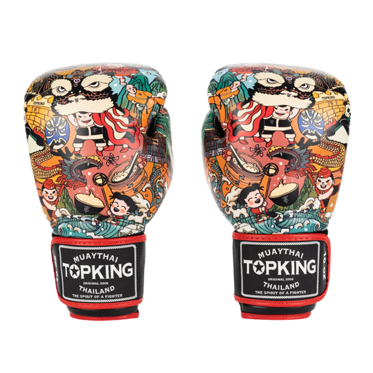 Top King Chinese Culture Red Boxing Gloves- Muay Thai Gloves 