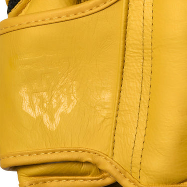 Yellow Boxing Gloves from Top King close up of logo