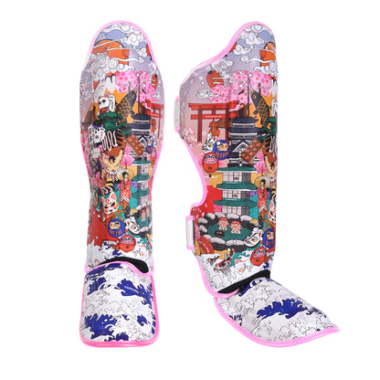 Muay Thai shin guards; Japan culture pink by Top King USA