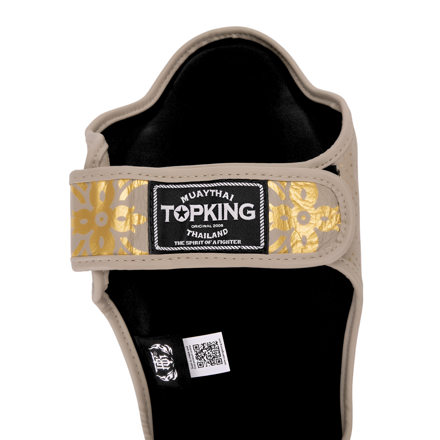 Top King shin guards; Kanok beige used for Muay Thai and mma sparring 