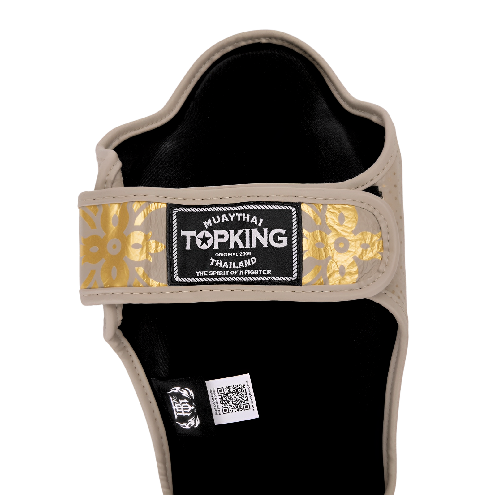 Top King shin guards; Kanok beige used for Muay Thai and mma sparring 