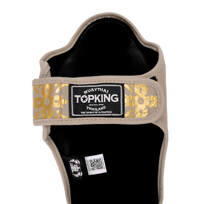 Top King shin guards; Kanok beige used for Muay Thai and mma sparring 