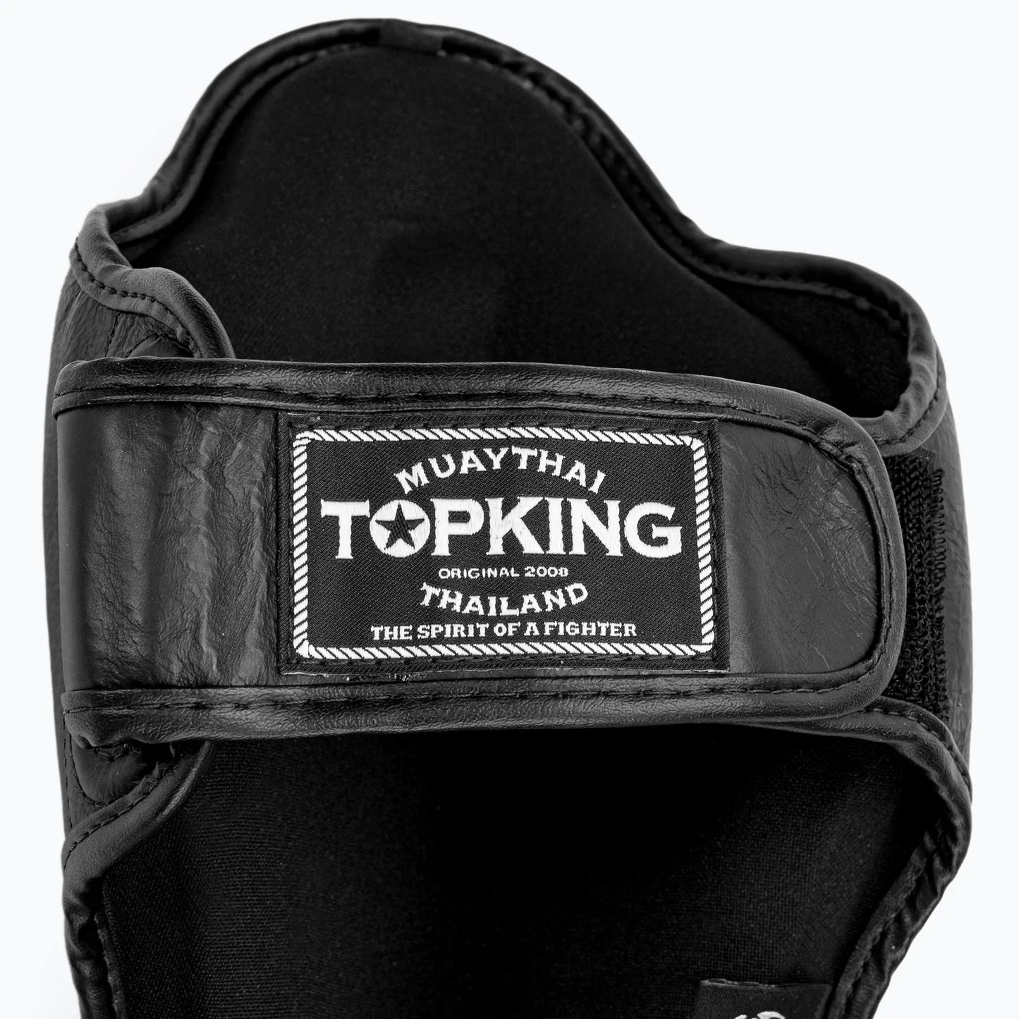 Black Shin Guards made by Top King Boxing for Muay Thai 