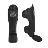 Black Top King Shin Guards used for Muay Thai and MMA sparring