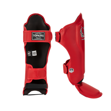 Top King Red Muay Thai Shin Guards