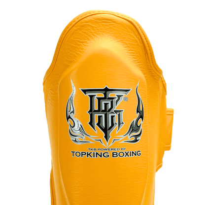 Yellow Shin Guards made by Top King Boxing used for Muay Thai