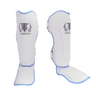 Muay Thai Top King shin guards in white and blue by Top King Boxing