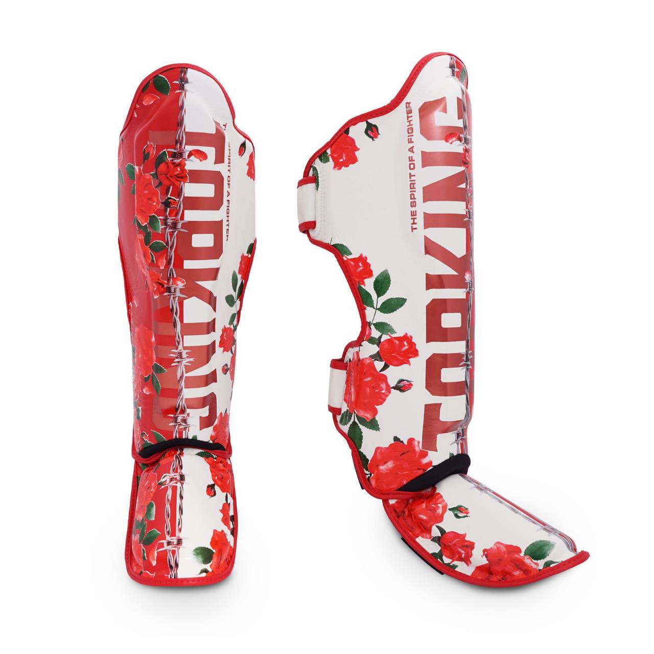 Rose pattern Muay Thai Top King shin guards by Top King USA