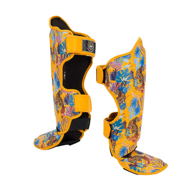Muay Thai Top King Shin Guards: Wild tiger yellow shin guards