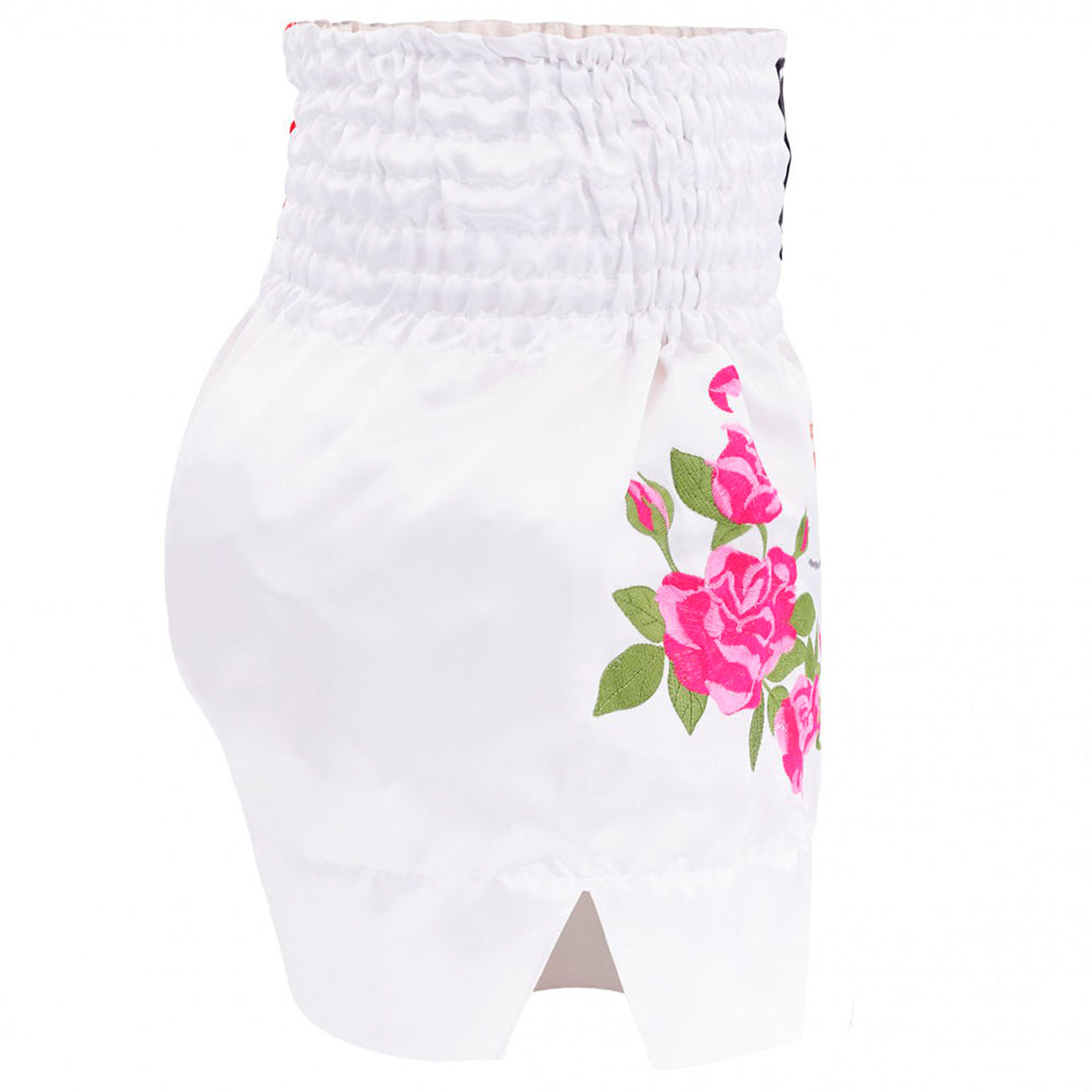 Rose white and red Top King Muay Thai shorts 