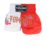 Rose white and red Top King Muay Thai shorts 