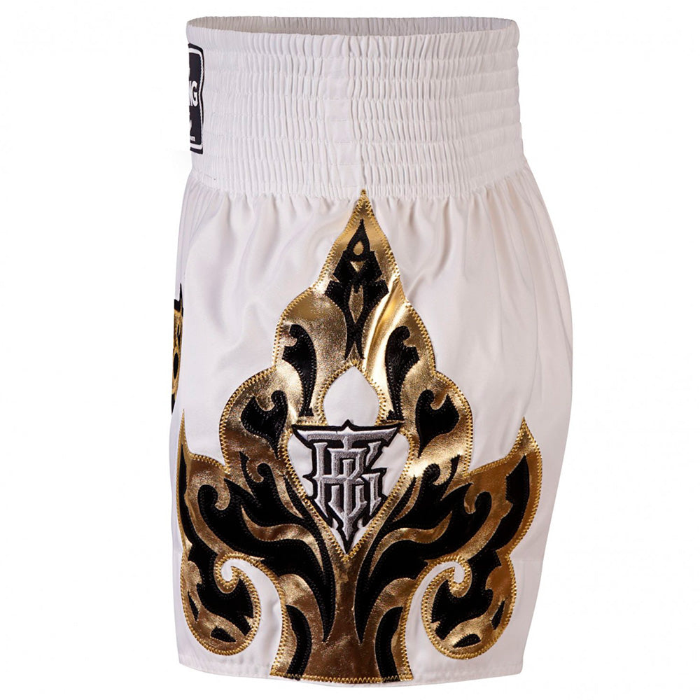 White Kanok Top King Muay Thai shorts side