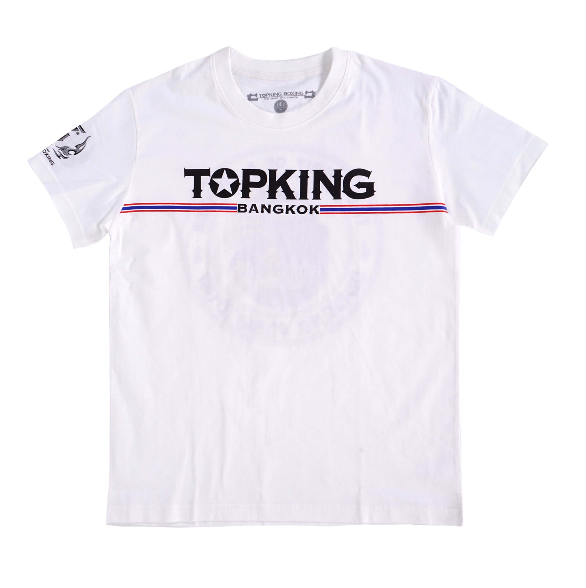 Top King Boxing t-shirt: Bangkok 'spirit of a fighter' white front