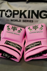 Close up of Top King Pink MMA gloves 