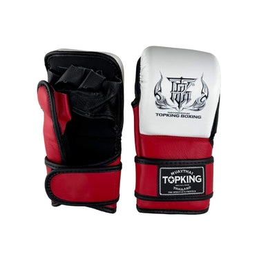 Top King MMA sparring gloves in red white black
