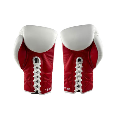 Top King Pro Competition Lace up gloves in White Red - view of inside showing laces