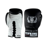 Top King Pro Competition Lace up gloves in Black and white