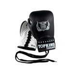Top King Pro Competition Lace up gloves in Black and white top  and lace view