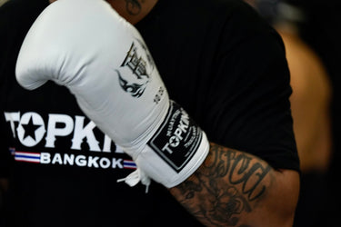 White Top King Gloves used by professional fighter